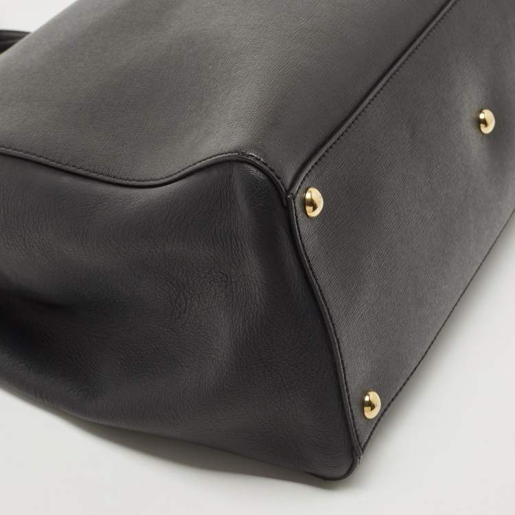 Pre Owned Fendi Black Leather Medium 2Jours Tote