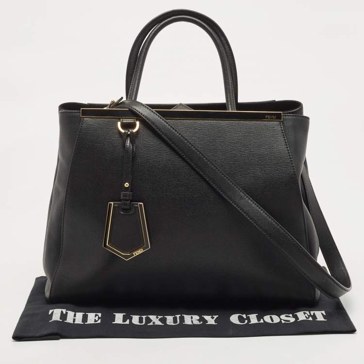 Pre Owned Fendi Black Leather Medium 2Jours Tote