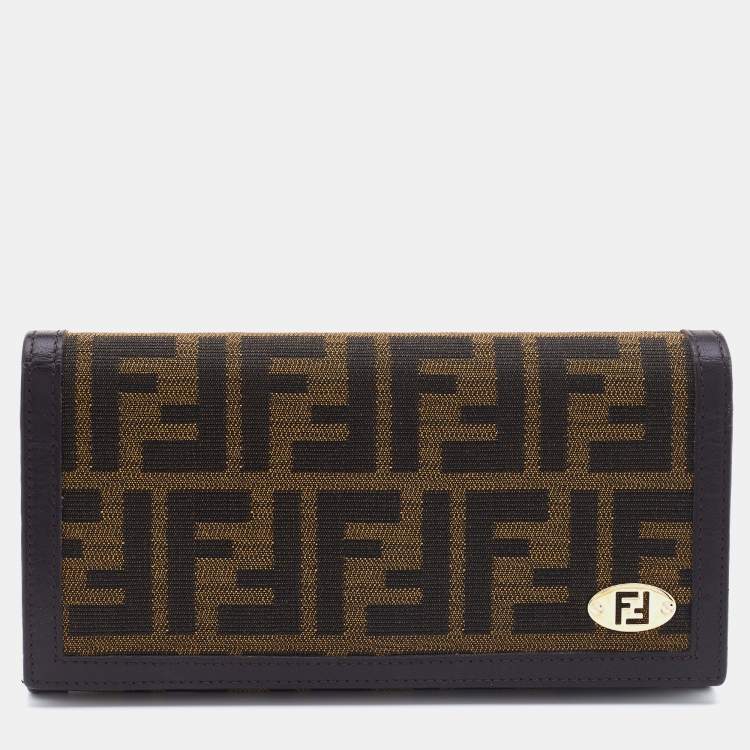 Fendi Zucca Flap Wallet Monogram Brown in Canvas with Gold-tone - US