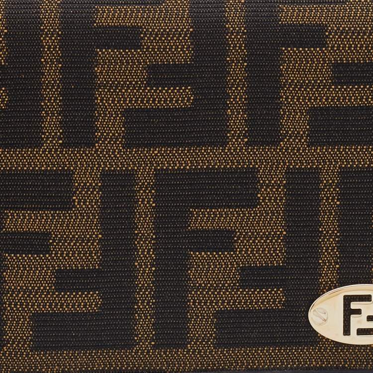 Pre Owned Fendi Tobacco Zucca Canvas and Leather Flap Continental Wallet