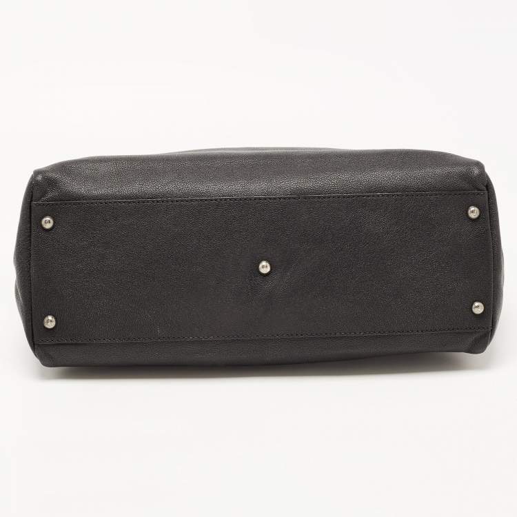 Pre Owned Fendi Black Leather Large Peekaboo Top Handle Bag