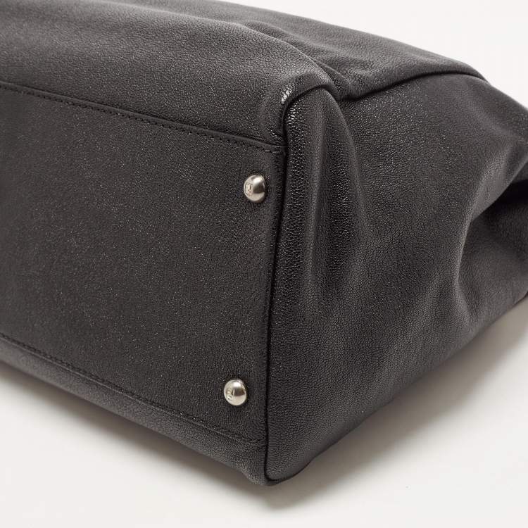 Pre Owned Fendi Black Leather Large Peekaboo Top Handle Bag