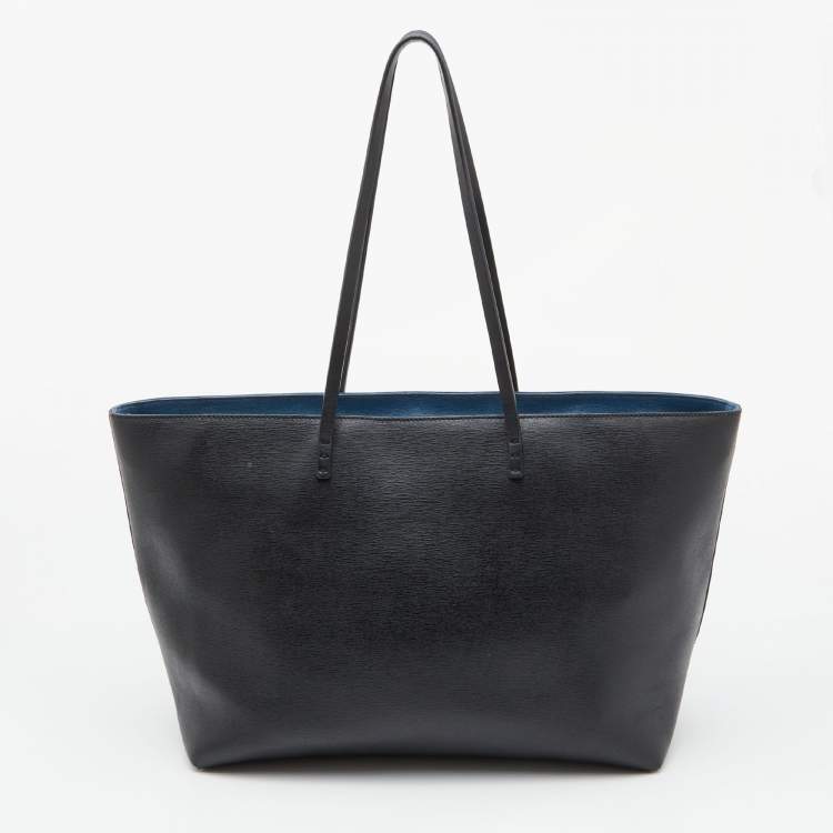 Pre Owned Fendi Black/Blue Leather Monster Roll Tote