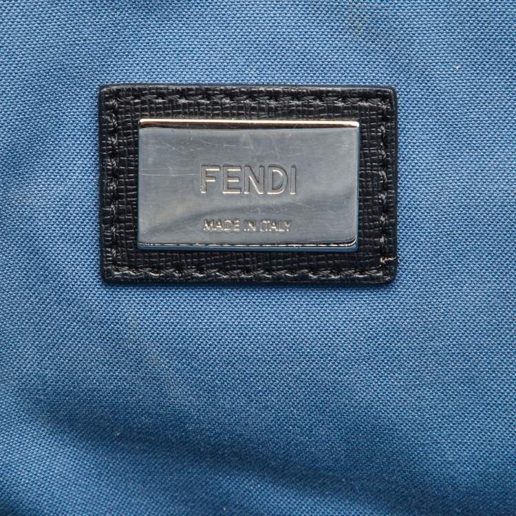 Pre Owned Fendi Black/Blue Leather Monster Roll Tote