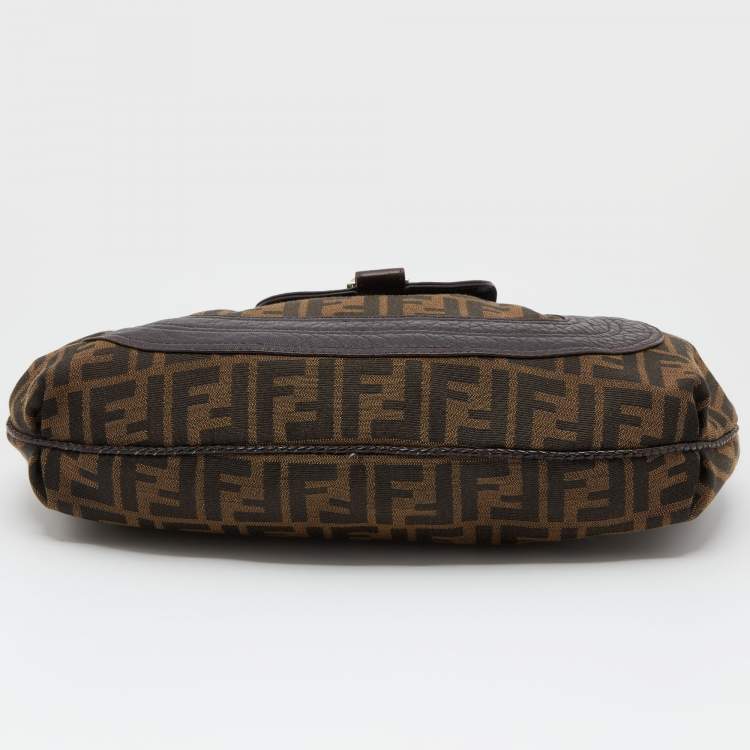 Pre Owned Fendi Brown Zucca Canvas and Leather Spy Hobo Bag