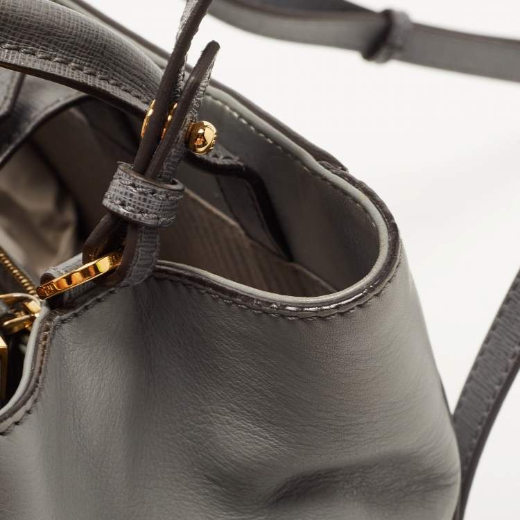 Pre Owned Fendi Grey Leather Small 2Jours Tote