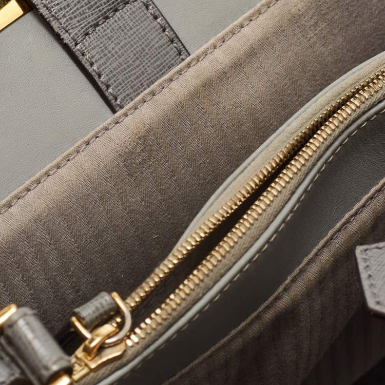 Pre Owned Fendi Grey Leather Small 2Jours Tote