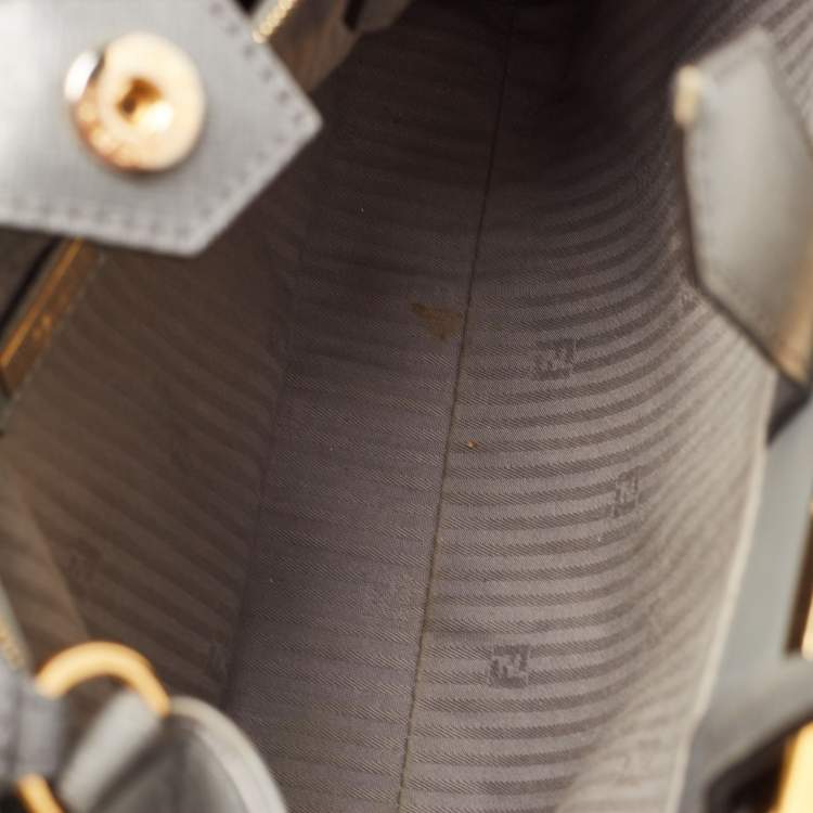 Pre Owned Fendi Grey Leather Small 2Jours Tote
