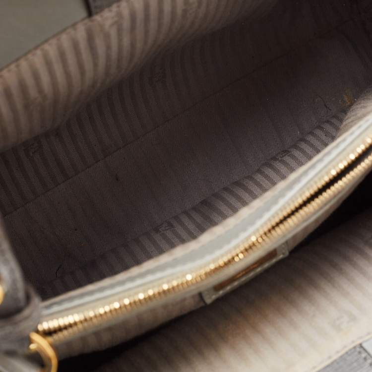 Pre Owned Fendi Grey Leather Small 2Jours Tote