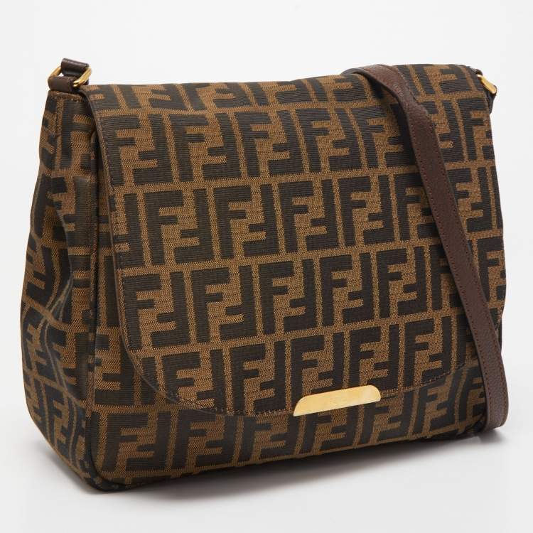 Pre Owned Fendi Tobacco Zucca Canvas Messenger Bag