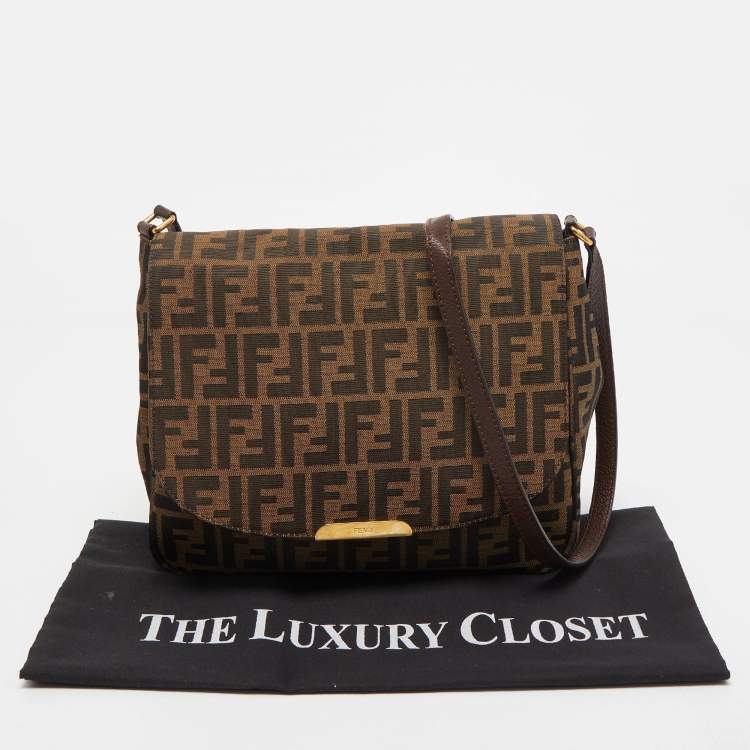 Pre Owned Fendi Tobacco Zucca Canvas Messenger Bag