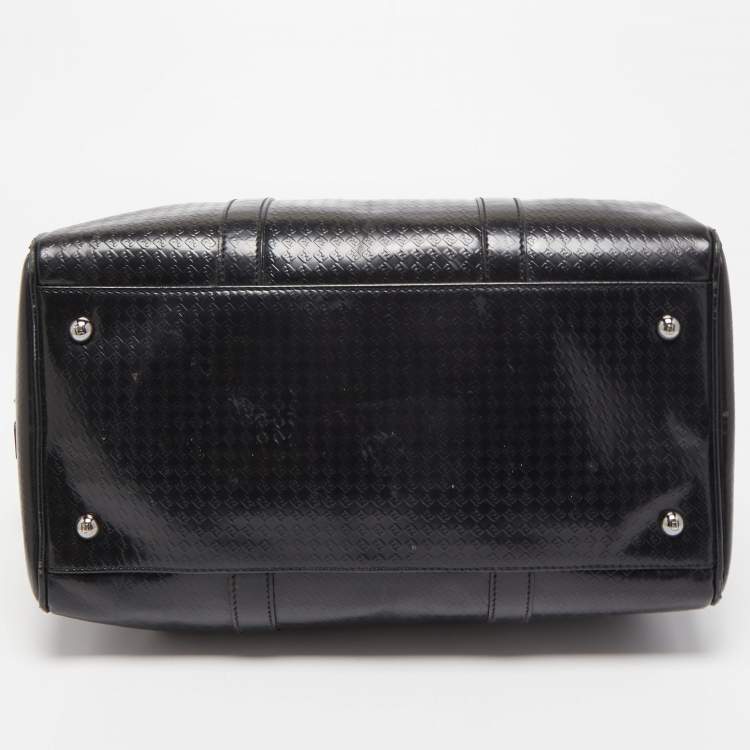 Pre Owned Fendi Black Zucca Embossed Leather Medium Forever Bauletto Boston Bag