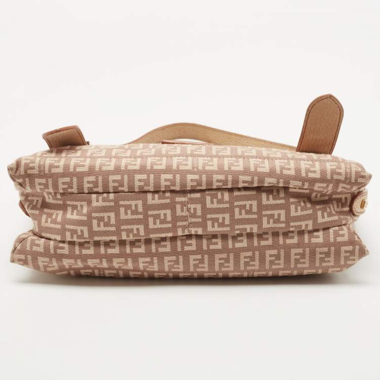 Pre Owned Fendi Beige/Pink Zucchino Canvas Sweet Hobo 