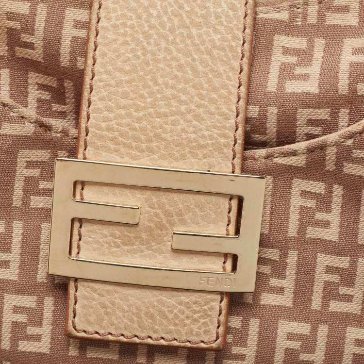 Pre Owned Fendi Beige/Pink Zucchino Canvas Sweet Hobo 