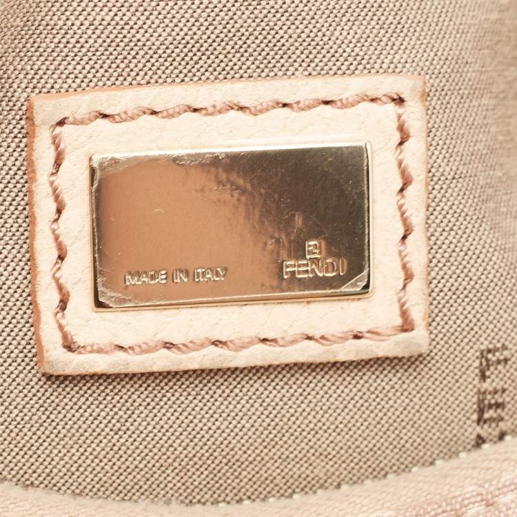 Pre Owned Fendi Beige/Pink Zucchino Canvas Sweet Hobo 