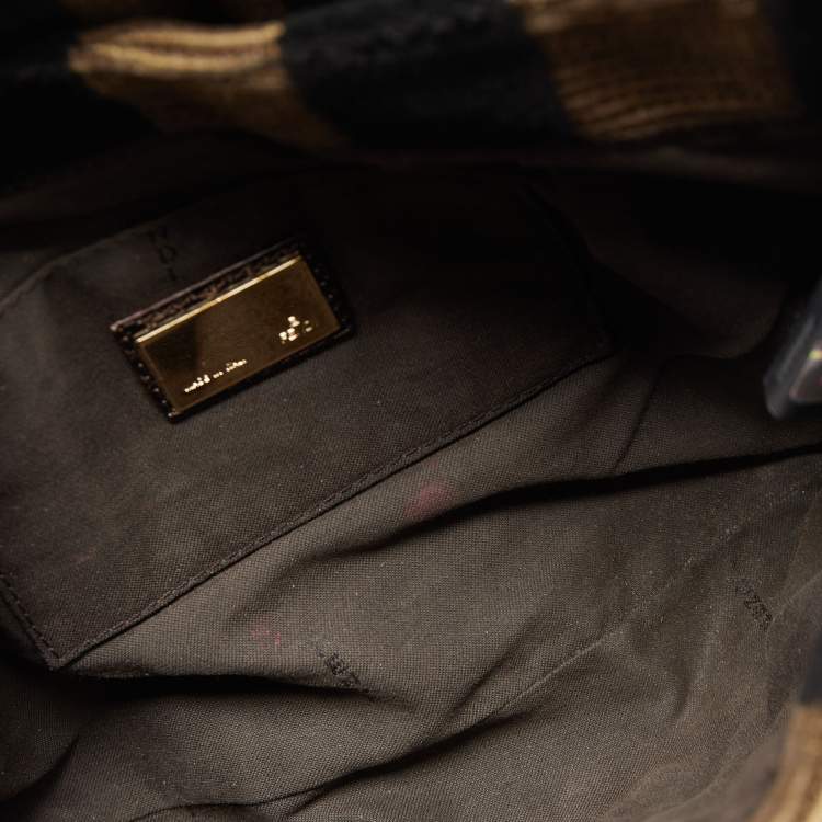 Pre Owned Fendi Multicolor Fabric and Alligator Chef Hobo