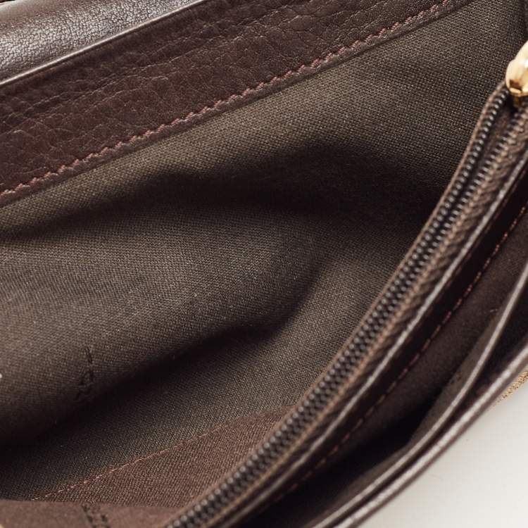 Pre Owned Fendi Tobacco Zucca Canvas and Leather FF Flap Continental Wallet