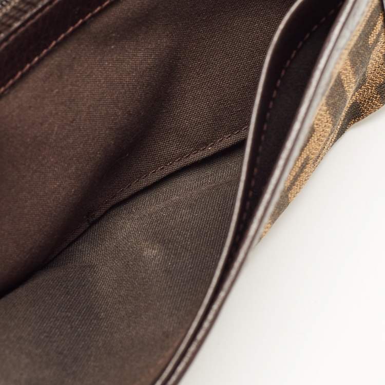 Pre Owned Fendi Tobacco Zucca Canvas and Leather FF Flap Continental Wallet