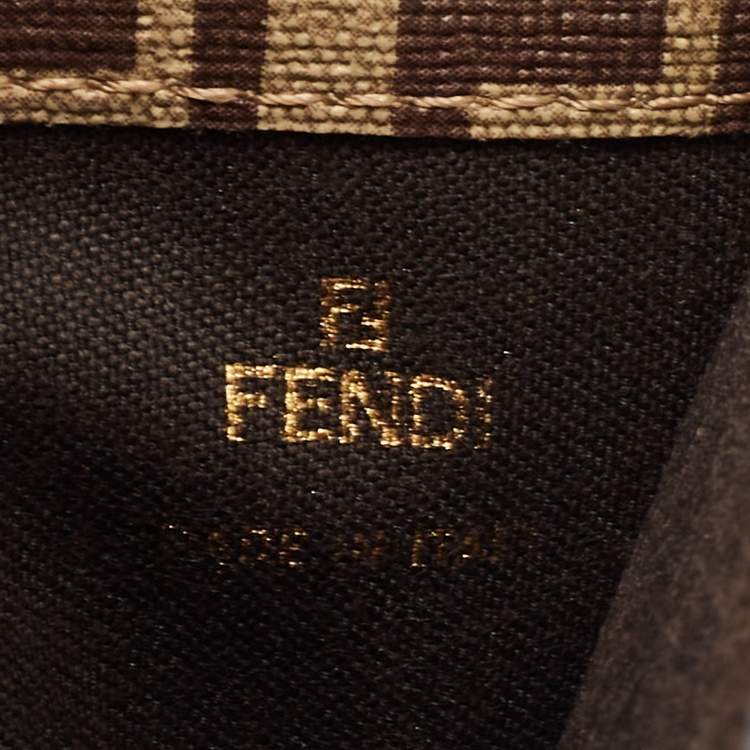 Pre Owned Fendi Gold Zucchino Laminated Leather FF French Wallet