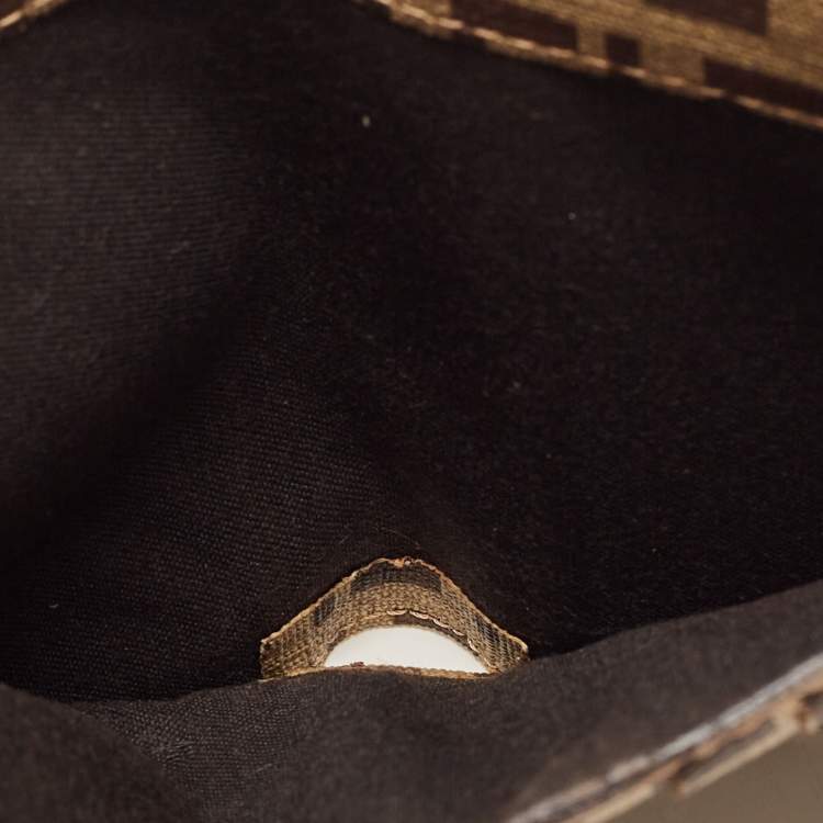 Pre Owned Fendi Gold Zucchino Laminated Leather FF French Wallet