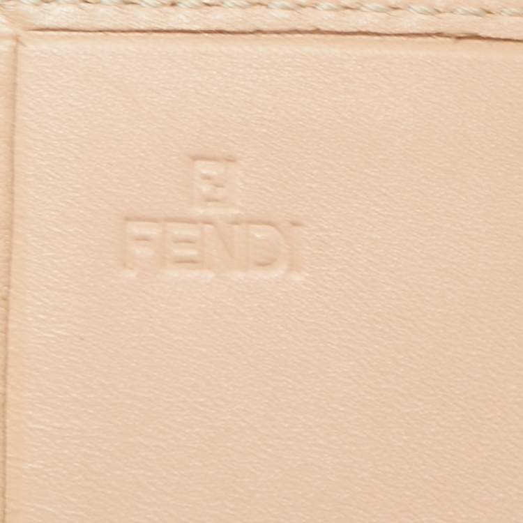 Pre Owned Fendi Light Pink Zucchino Canvas and Leather Forever Flap Continental Wallet