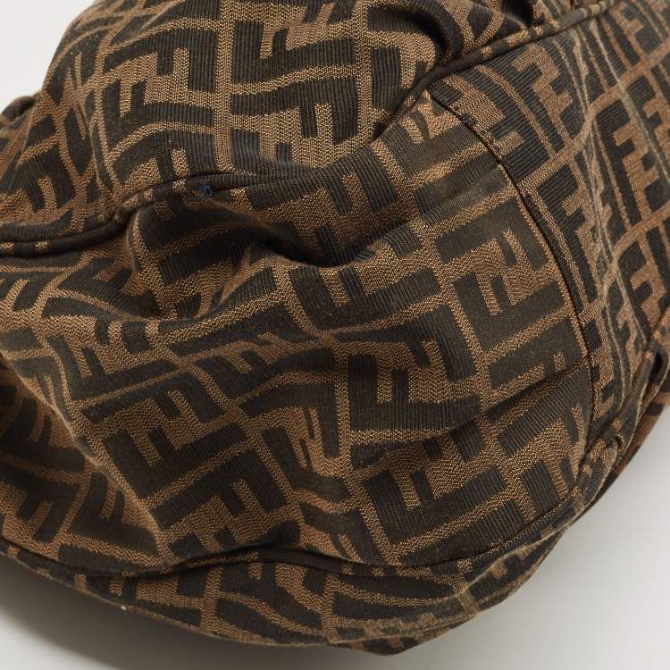 Pre Owned Fendi Tobacco Zucca Canvas and Patent Leather Mia Bag