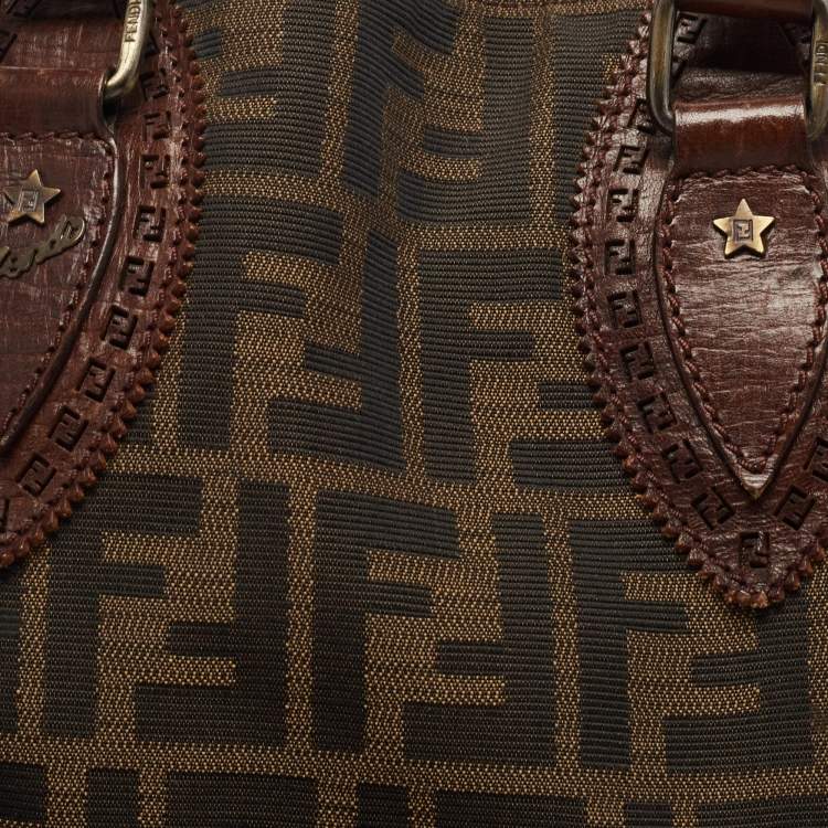 Pre Owned Fendi Tobacco Zucca Canvas and Leather Small Chef De Jour Bag