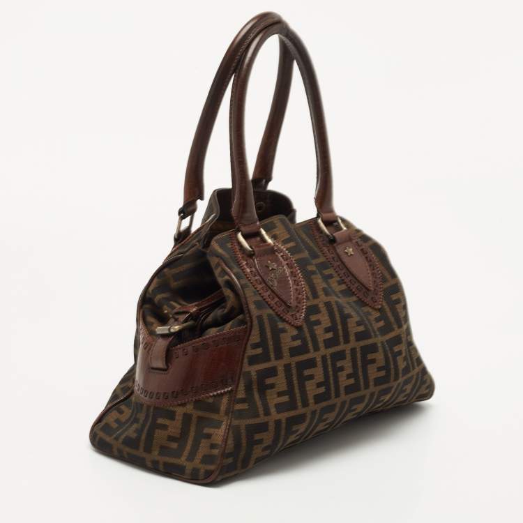 Pre Owned Fendi Tobacco Zucca Canvas and Leather Small Chef De Jour Bag