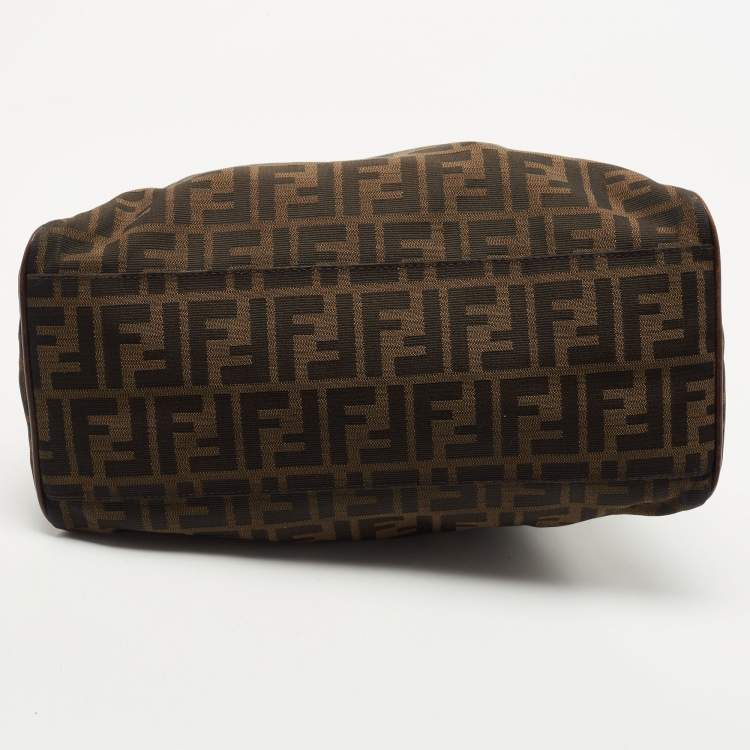 Pre Owned Fendi Tobacco Zucca Canvas and Leather Small Chef De Jour Bag