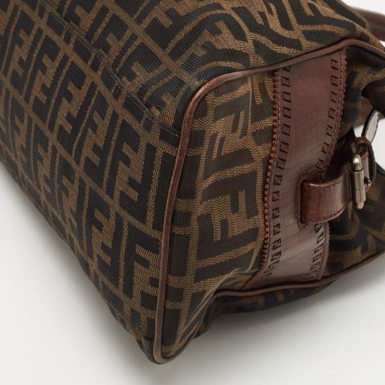 Pre Owned Fendi Tobacco Zucca Canvas and Leather Small Chef De Jour Bag
