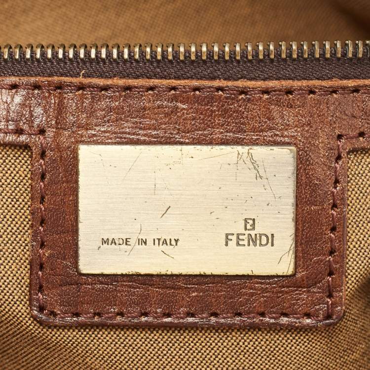 Pre Owned Fendi Tobacco Zucca Canvas and Leather Small Chef De Jour Bag