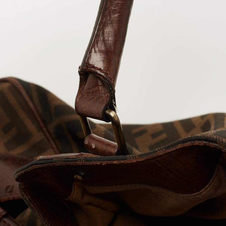 Pre Owned Fendi Tobacco Zucca Canvas and Leather Small Chef De Jour Bag