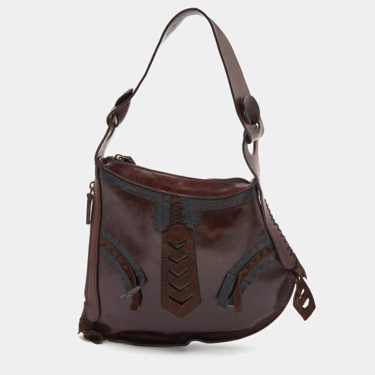 Pre Owned Fendi Brown Leather Oyster Hobo