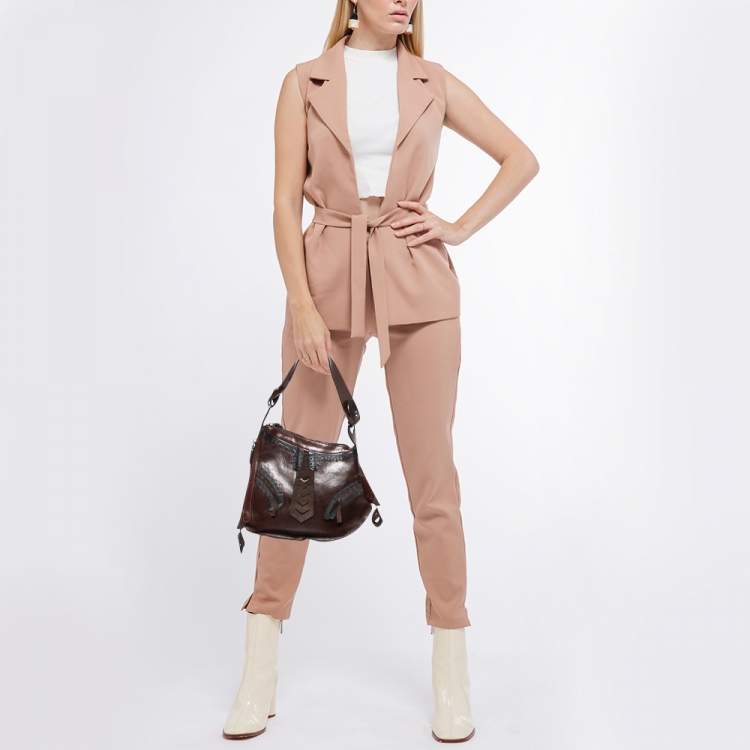 Pre Owned Fendi Brown Leather Oyster Hobo