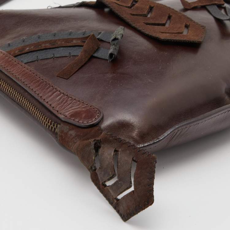 Pre Owned Fendi Brown Leather Oyster Hobo