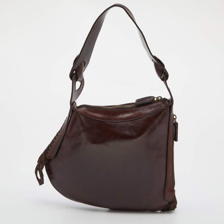 Pre Owned Fendi Brown Leather Oyster Hobo