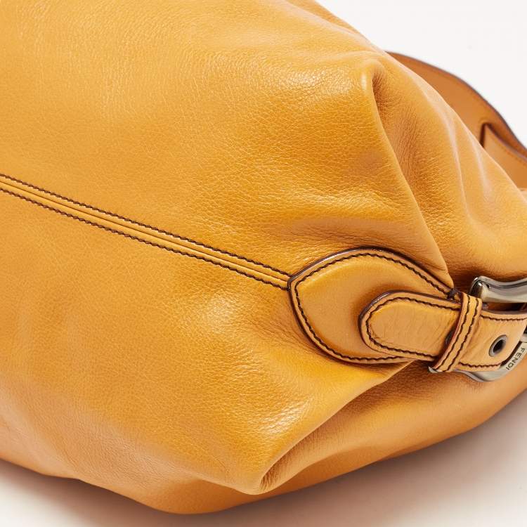 Pre Owned Fendi Tan Leather Frame Hobo