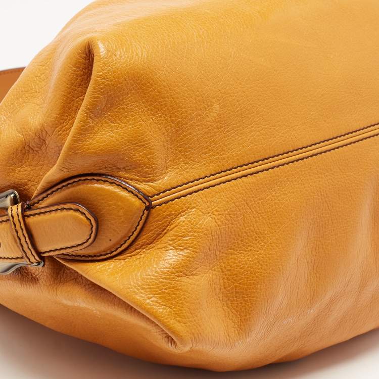 Pre Owned Fendi Tan Leather Frame Hobo