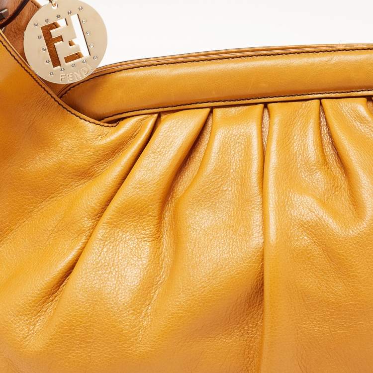 Pre Owned Fendi Tan Leather Frame Hobo