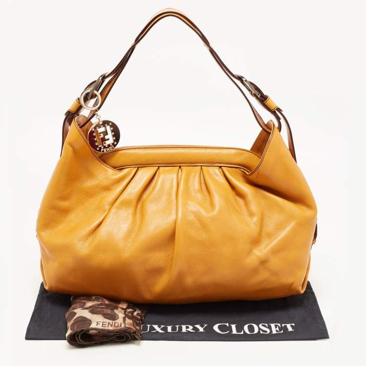 Pre Owned Fendi Tan Leather Frame Hobo
