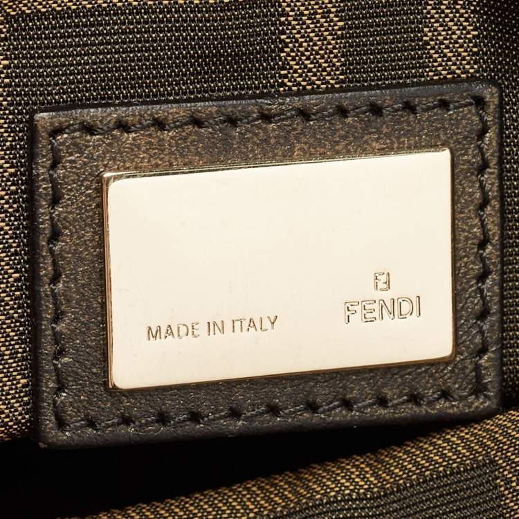 Pre Owned Fendi Bronze Textured Leather Spy Hobo