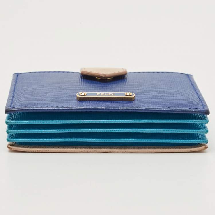 Pre Owned Fendi Tri Color Leather Gusset Card Holder