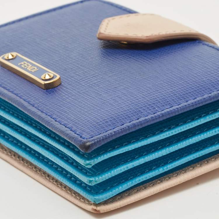 Pre Owned Fendi Tri Color Leather Gusset Card Holder