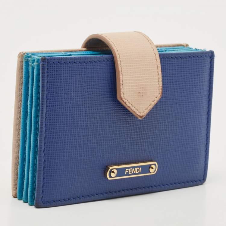 Pre Owned Fendi Tri Color Leather Gusset Card Holder