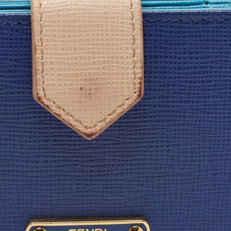Pre Owned Fendi Tri Color Leather Gusset Card Holder