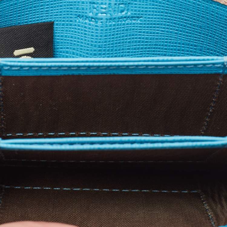 Pre Owned Fendi Tri Color Leather Gusset Card Holder