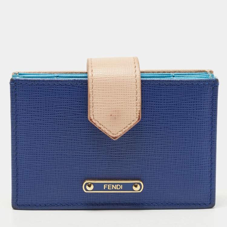 Pre Owned Fendi Tri Color Leather Gusset Card Holder