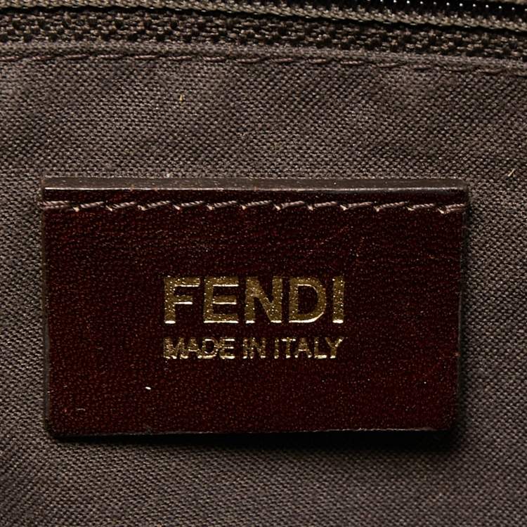Pre Owned Fendi Tobacco Zucca Canvas and Patent Leather Mia Flap Crossbody Bag