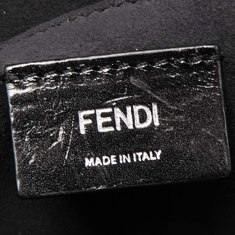 Pre Owned Fendi Grey Croc Embossed Calfhair and Leather Small Demi Jour Top Handle Bag
