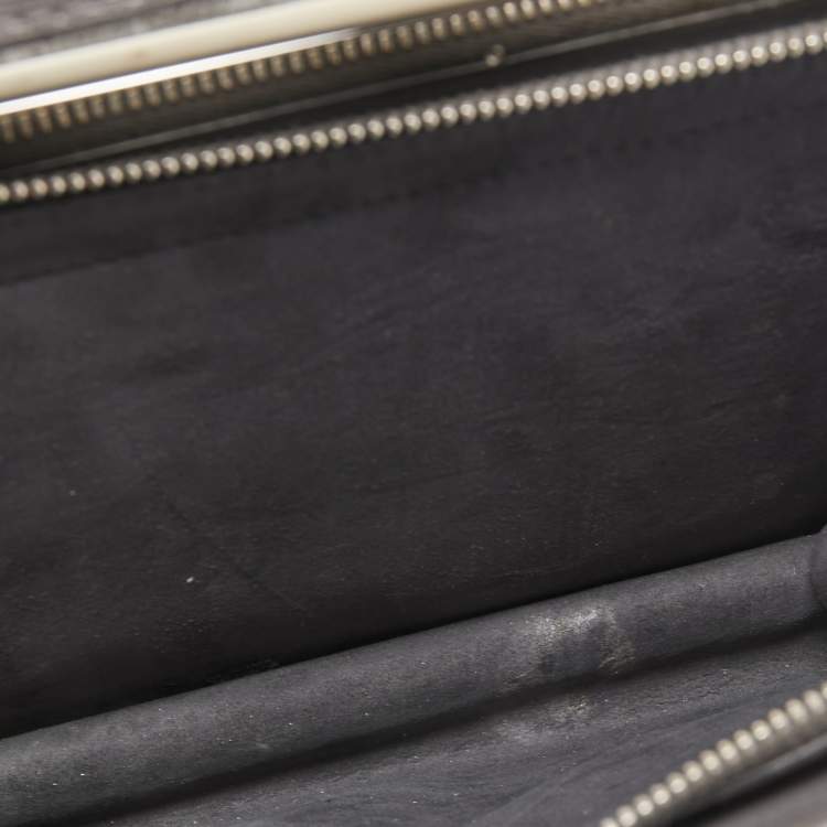 Pre Owned Fendi Grey Croc Embossed Calfhair and Leather Small Demi Jour Top Handle Bag